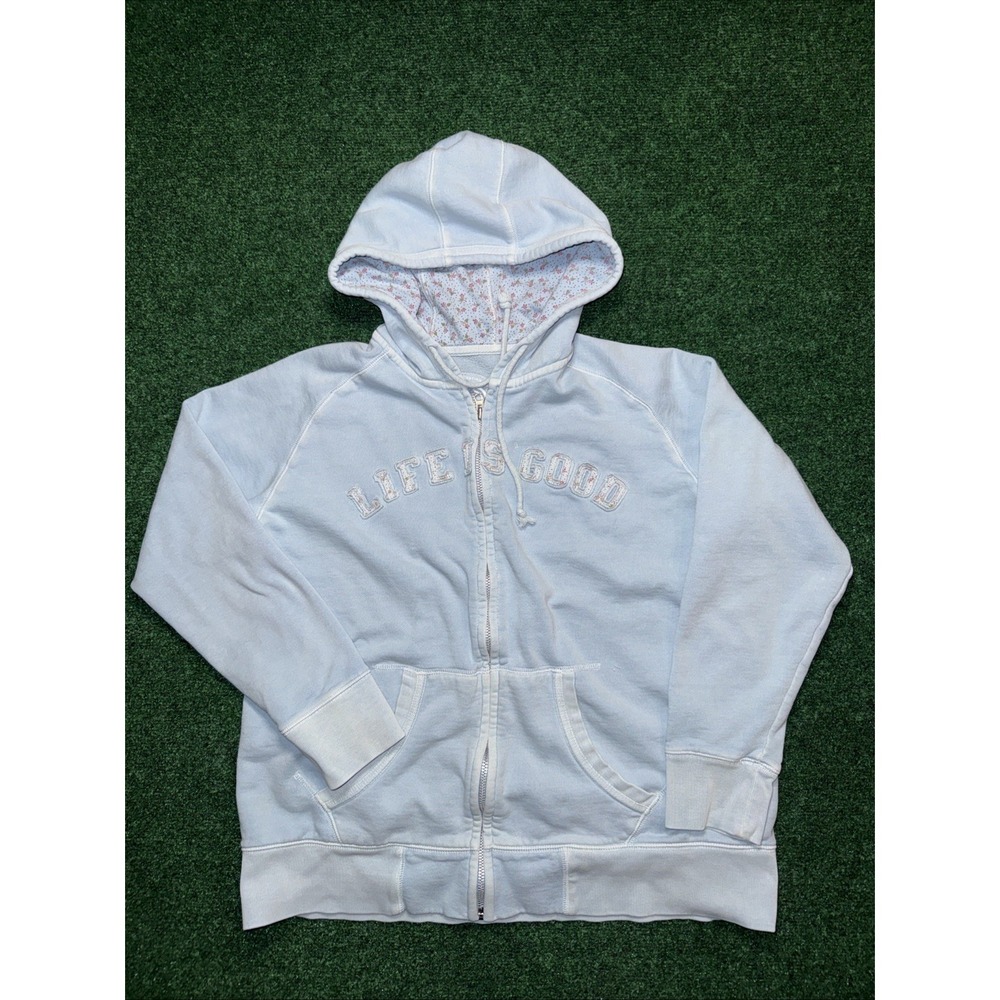 Life Is Good Women's‎ Full Zip Sky Blue Jacket Size Large U20